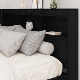 Berkfield Home Storage Headboard with Shelf Black oak 140 cm Engineered wood - thumbnail 4