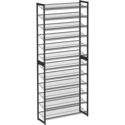 SONGMICS 12-Tier Stackable Shoe Storage Metal Adjustable Flat Angled Shelves in Black - thumbnail 8