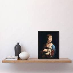 Artery8 Da Vinci Framed Wall Art Lady with an Ermine La Belle Ferronniere in Black - Size: A4 - thumbnail 2
