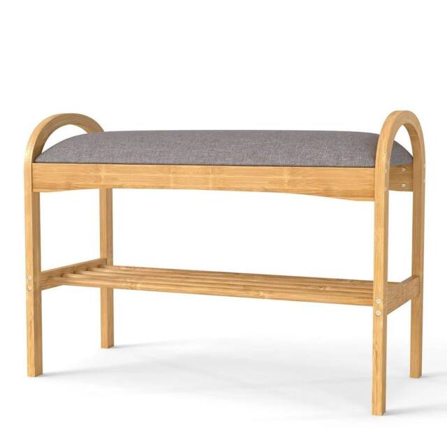 Kelvenix 2-Tier Shoe Rack Bamboo Shoe Bench in Natural - Size: 0.6m2 - image 1