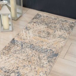 Kukoon Greige Distressed Diamond Area Rug in Beige - Size: 80 cm x 150 cm - thumbnail 6