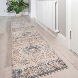 Kukoon Greige Distressed Diamond Area Rug in Beige - Size: 80 cm x 150 cm - thumbnail 5