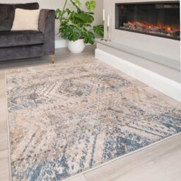 Kukoon Greige Distressed Diamond Area Rug in Beige - Size: 80 cm x 150 cm - thumbnail 2