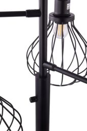 Living and Home Modern Industrial Black 3-Head Floor Lamp with Lantern Style Shade - thumbnail 7