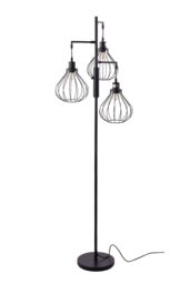 Living and Home Modern Industrial Black 3-Head Floor Lamp with Lantern Style Shade - thumbnail 5