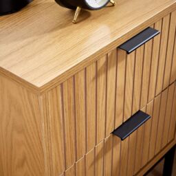 Home Source Contemporary Wooded Bedside Cabinet 2 Drawers Bedroom Organiser in Natural - thumbnail 5