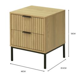 Home Source Contemporary Wooded Bedside Cabinet 2 Drawers Bedroom Organiser in Natural - thumbnail 8
