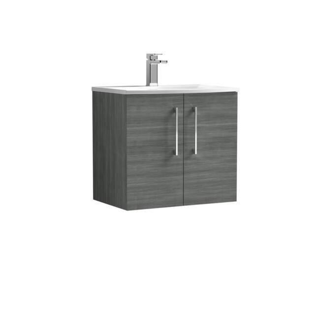 Balterley Bathroom 2 Soft Close Door Wall Hung Vanity & Basin, Anthracite, 600mm in Grey - image 1