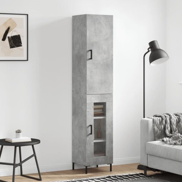 Berkfield Home Highboard Concrete Grey 34.5x34x180 cm Engineered Wood - image 1