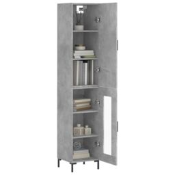 Berkfield Home Highboard Concrete Grey 34.5x34x180 cm Engineered Wood - thumbnail 3