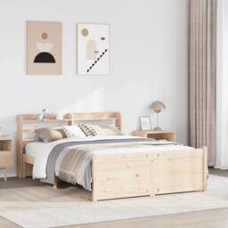 Berkfield Home Beautiful Bed Frame with Headboard without Mattress 135x190 cm Double in Light Tan - thumbnail 2