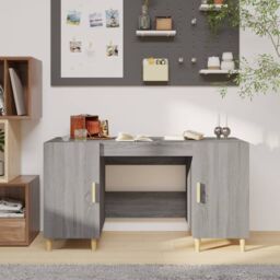 Berkfield Home Desk Grey Sonoma 140x50x75 cm Engineered Wood - Size: 140 x 50 x 75 cm - thumbnail 1