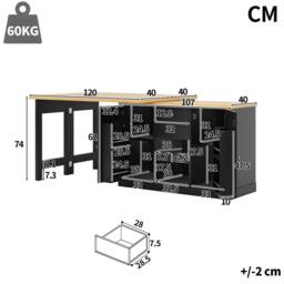 Merax Extendable Kitchen Island Sideboard with Dining Table & Wine Rack in Black - thumbnail 6