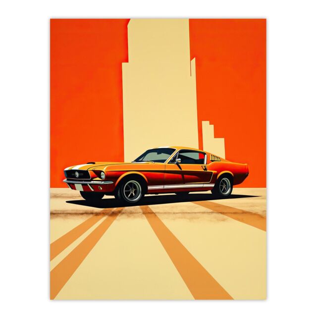"Wee Blue Coo Wall Art Print Wall Cracks Orange Sports Motor Car Living Room - Size: W24"" x H32""" - image 1