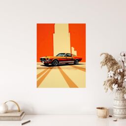 "Wee Blue Coo Wall Art Print Wall Cracks Orange Sports Motor Car Living Room - Size: W24"" x H32""" - thumbnail 4