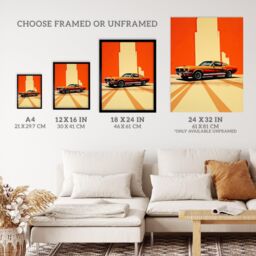 "Wee Blue Coo Wall Art Print Wall Cracks Orange Sports Motor Car Living Room - Size: W24"" x H32""" - thumbnail 3