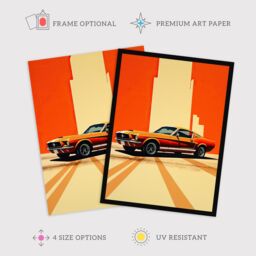 "Wee Blue Coo Wall Art Print Wall Cracks Orange Sports Motor Car Living Room - Size: W24"" x H32""" - thumbnail 2