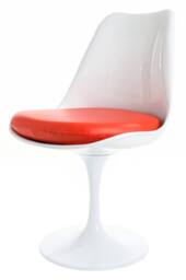 Fusion Living Tulip Set - White Medium Circular Table & Two Chairs with PU Cushion in Red - thumbnail 2