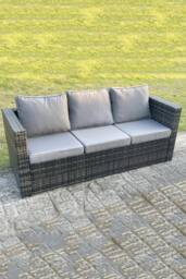 Fimous Lounge Rattan Sofa Set With 2 Table Stool Outdoor Furniture Side Table in Dark Grey - thumbnail 4