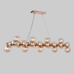 Netlighting Modern Hanging Pendant Golden 25 Light with Cognac Shade G9 in Gold - thumbnail 2