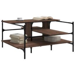 Berkfield Home Decorative Coffee Table Brown Oak 100x100x48.5 cm Engineered¬†Wood - thumbnail 4