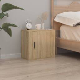 Berkfield Home Elegant Wall-mounted Bedside Cabinets 2 pcs Sonoma Oak 50x30x47 cm in Light Brown - Size: 50 x 30 x 47 cm