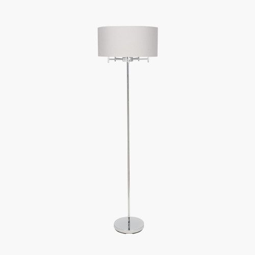 Ruma Tall Silver 5 Light Metal Floor Lamp Art Deco Elegant Lighting Drum Shade - image 1