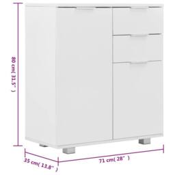 Berkfield Home Sideboard High Gloss White 71x35x76 cm Engineered Wood - Size: 71 x 35 x 76 cm - thumbnail 9