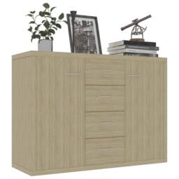 Berkfield Home Sideboard Sonoma Oak 88x30x65 cm Engineered Wood in Light Tan - Size: 88 x 30 x 65 cm - thumbnail 1