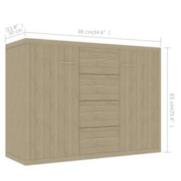 Berkfield Home Sideboard Sonoma Oak 88x30x65 cm Engineered Wood in Light Tan - Size: 88 x 30 x 65 cm - thumbnail 6
