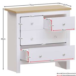 HD Designs 4 Drawer Storage Cabinet Sideboard Unit Bedroom Hallway in White - thumbnail 2