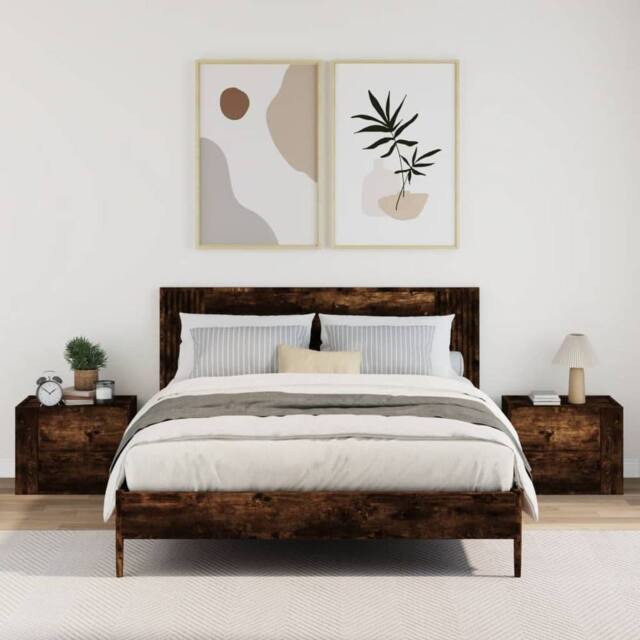 Berkfield Home Decorative Wall-mounted Bedside Cabinets 2 pcs Smoked Oak 45x30x35 cm in Brown - Size: 45 x 30 x 35 cm - image 1