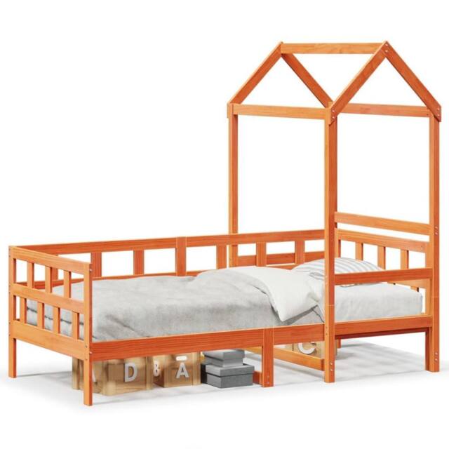 Berkfield Home Day Bed with Roof without Mattress Wax Brown 90x200 cm Solid Wood - image 1