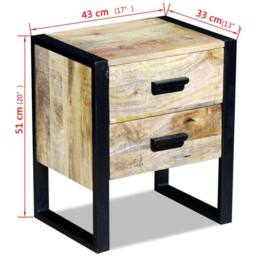 Berkfield Home Side Table with 2 Drawers Solid Mango Wood 43x33x51 cm in Brown - Size: 43 x 33 x 51 cm - thumbnail 8