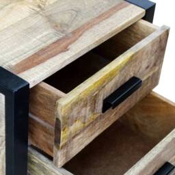 Berkfield Home Side Table with 2 Drawers Solid Mango Wood 43x33x51 cm in Brown - Size: 43 x 33 x 51 cm - thumbnail 7