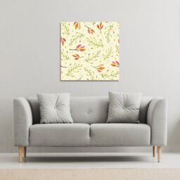 Benjamin Tate Design Green Branches on Light Background (Canvas Print) / 77 x 77 x 4cm in Natural - Size: 77 x 77 x 4 cm - thumbnail 1