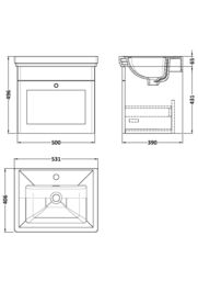 Balterley Bathroom Wall Hung 1-Drawer Vanity Unit & Fireclay Basin, Grey, 500mm in Grey - thumbnail 8