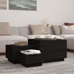 Berkfield Home Storage Boxes with Lids 3 pcs Black Solid Wood Pine