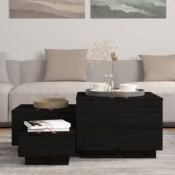 Berkfield Home Storage Boxes with Lids 3 pcs Black Solid Wood Pine - thumbnail 3