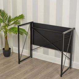 EONLION Rectangle Black Wooden Folding Table Steel Legs Computer Work Office Desk - thumbnail 4