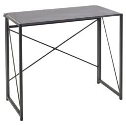 EONLION Rectangle Black Wooden Folding Table Steel Legs Computer Work Office Desk - thumbnail 2