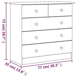 Berkfield Home Beautiful Chest of Drawers ALTA White 77x35x73 cm Solid Wood Pine - Size: 77 x 35 x 73 cm - thumbnail 8
