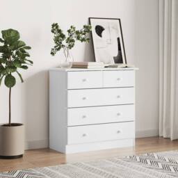 Berkfield Home Beautiful Chest of Drawers ALTA White 77x35x73 cm Solid Wood Pine - Size: 77 x 35 x 73 cm - thumbnail 2