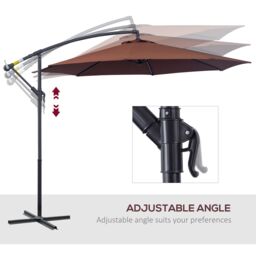 OUTSUNNY 3(m) Cantilever Parasol Banana Umbrella w/ Crank & Tilt, Cross Base in Brown - thumbnail 5