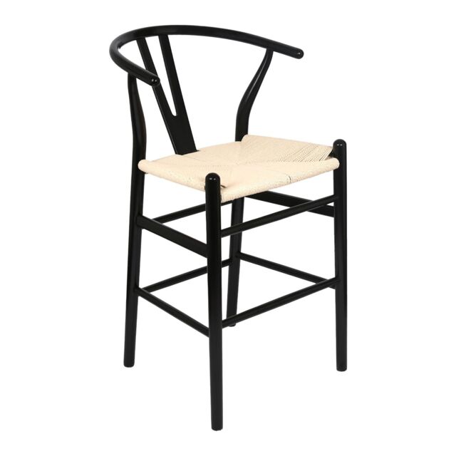 Nicholas Winter Wooden Scandi Danish Style Bar Stool - Black/Natural in Black - image 1