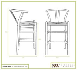 Nicholas Winter Wooden Scandi Danish Style Bar Stool - Black/Natural in Black - thumbnail 5