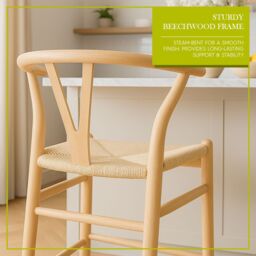 Nicholas Winter Wooden Scandi Danish Style Bar Stool - Black/Natural in Black - thumbnail 3