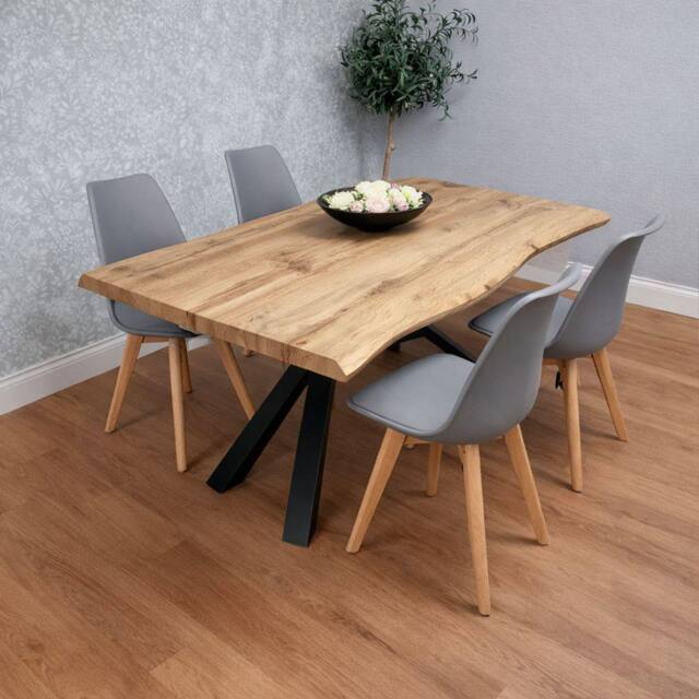 KOSY KOALA Modern Dining Table with 4 Grey Chairs Dining Room Furniture in Brown - image 1