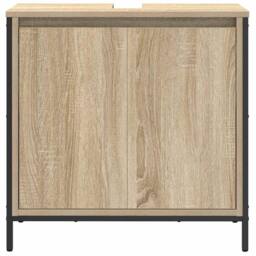 Berkfield Home Modern Bathroom Basin Cabinet Sonoma Oak 60x34.5x60 cm in Light Tan - thumbnail 6