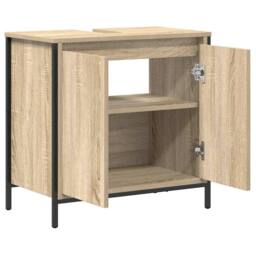 Berkfield Home Modern Bathroom Basin Cabinet Sonoma Oak 60x34.5x60 cm in Light Tan - thumbnail 5